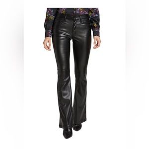 Mother The Weekender Mid-Rise Faux-Leather Flare Jeans